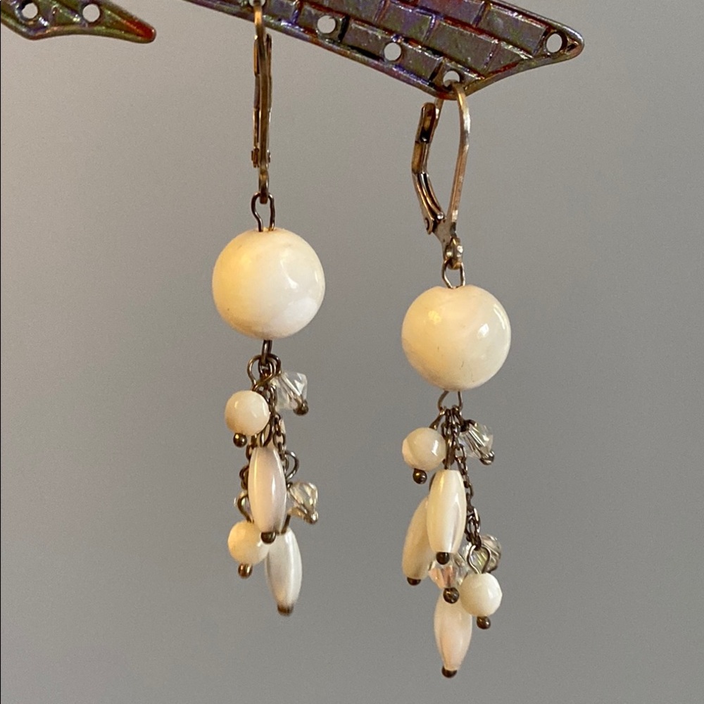 925 MOP & Crystal Dangle Earrings
